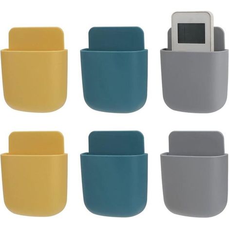 Support mural pour téléphone portable, 6 pièces, boîte de rangement multimédia, support mural pour téléphone, auto-adhésif (1/4)