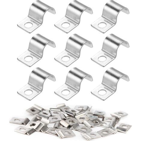 50 PièCes Collier de Serrage en U, Collier de Serrage Inox, Collier Serrage Inox, Collier de Serrage Métallique, Collier Durite, U-Tube Pince Anneau Fixation Tuyau, Collier de Fixation Ø 8 mm (1/5)