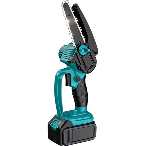 Scie à chaîne portable sans fil 21V, mini tronçonneuse légère pour particulier, outil d’élagage et coupe de branches pour jardin et extérieur (1/3)