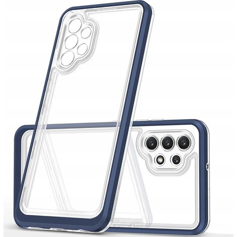Custodia trasparente 3 in 1 per Samsung Galaxy A72 4G, cover in gel con cornice blu (1/5)