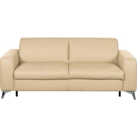 Canapé 3 places convertible en cuir italien de luxe ALVINE, beige (1/5)