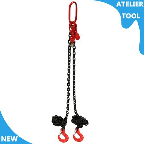 ATELIER 2T/4409.25lbs 2-chaînes Sling Lift Heavy-Duty en acier allié 2m Chain Lift Tool pour soulever des charges mobiles (1/5)