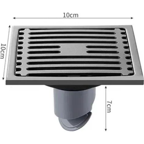 (Gun Grey-Single)10CM Square Floor Drain Anti-odor, Stainless Steel Floor Drain with Removable Cover, Shower Floor Drain for Bathroom Laundry (1/4)