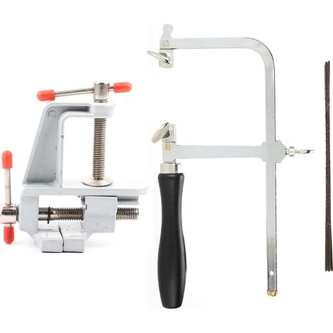 Bijoutiers scie cadre réglable avec 12 lames Kit de fabrication de bijoux Mini étau de banc avec pince (1/5)