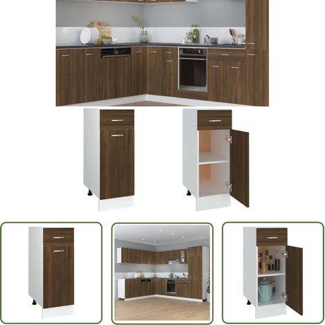 The Living Store Armoire de plancher à tiroir Chêne marron 30x46x81,5 cm - Meuble De Cuisine - Armoire De Cuisine - Rangement Cuisine - Armoire À Tiroir - Mobilier De Cuisine (1/5)