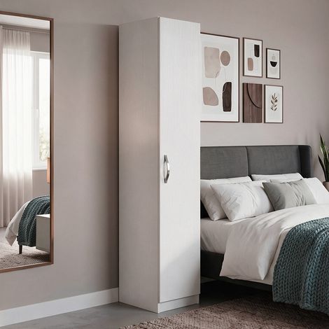 Armadio Singolo 45 cm H 247 cm 1 Anta Bianco Frassinato Made in Italy (1/5)