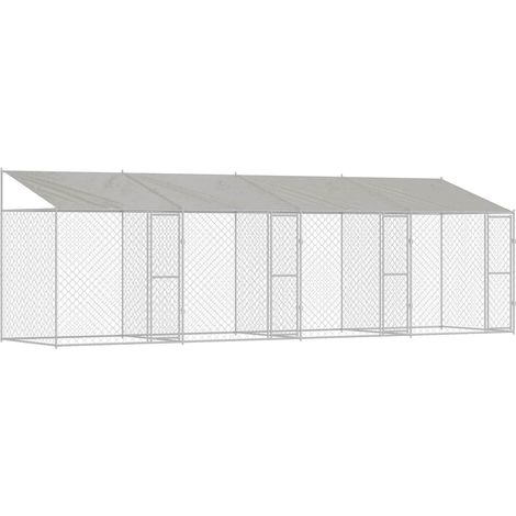 Jaula para perro con techo Plateado 800 x 200 x 256 cm vidaXL