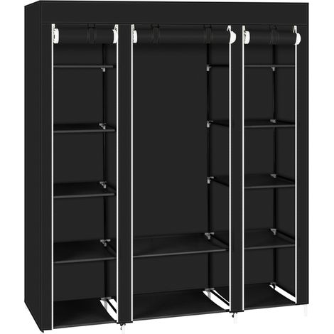 69 Zoll tragbarer Kleiderschrank, Aufbewahrungs-Organizer mit Vliesstoff, schnell und einfach aufzubauen, extra stark und langlebig, Schwarz (1/5)