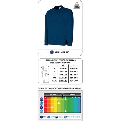 MARCA Protección Laboral Sudadera Talla L fabricada en algodón y poliéster color azul marino 1288JSAL
