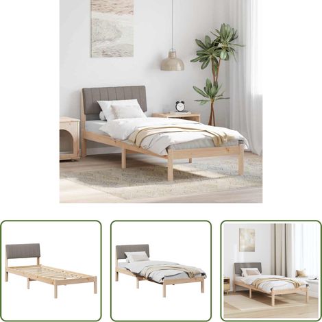 vidaXL Kiefer - Bettgestell Braun und Taupe 75 x 190 cm Massivholz Kiefer (1/5)
