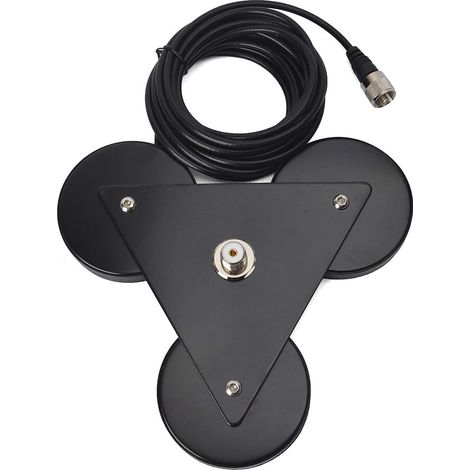 Base de Montage magnétique Robuste Base d'antenne Radio Mobile pour Camion SO239 avec câble coaxial PL-259 RG58 de 5 M (16,4 Pieds) pour émetteur-récepteur FM Mobile HF/VHF/UHF CB (1/5)