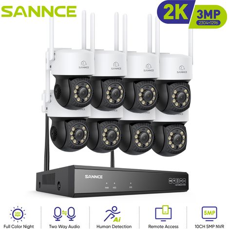 SANNCE 10CH WiFi Cámara Kit de Videovigilancia Electrónico Alerta Night Vision Protection Security Cámaras CCTV Sistema (1/5)