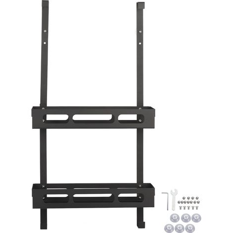 Étagère murale de douche, grand espace de rangement suspendu en métal avec ventouse, double niveau pour salle de bain (1/5)