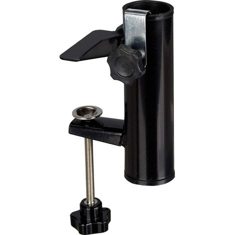 Sonnenschirmhalterung – Schwarzer Stahl – Für quadratische Balkongeländer – Stangendurchmesser 19 bis 38 mm – Höhe 15,5 cm – Einheit (1/5)