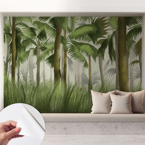 Selbstklebend Tapete - abwaschbar - Raumgestaltung Schlafzimmer Wohnzimmer Tapete Tropischer Wald 208x146 cm (1/5)