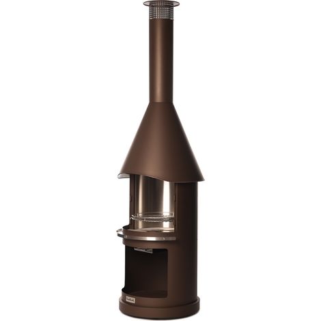 Edelstahlkamin Buschbeck Sydney braun BBQ Grill Holzkohle