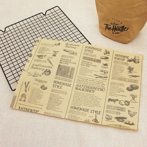 Papier D'emballage Alimentaire(A,25cm x 35cm), 100 Feuilles Papier Ciré pour La Cuisson, Papier Sulfurisé pour Camping Burger Pizza Pain Sandwic (1/5)