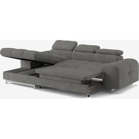 3-Sitzer Schlafsofa mit linker Ottomane, verstellbarem Kopfteil und Stauraum Nura - Anthrazit (1/5)