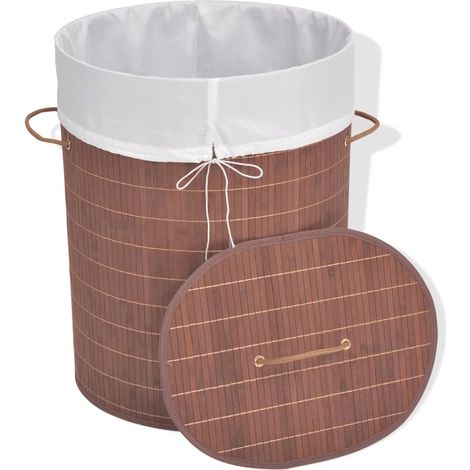 Maison Exclusive - Bambus-Wäschekorb Oval Braun