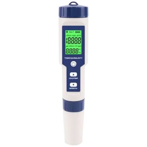 Testeur de salinité de piscine, testeur numérique de salinité d'eau de mer 5 en 1, kit de test d'étanchéité IP67 (1/4)