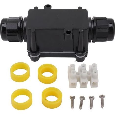IP68 waterproof black FSH711 polycarbonate junction box, 2-way, mini, easy to install (1/5)