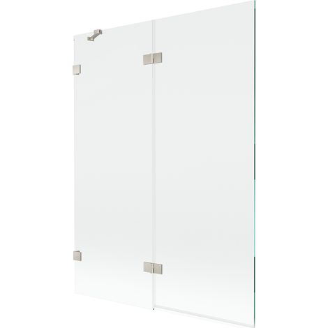 Mexen Lunar Paratia Vasca da Bagno a 2 Ante Sinistra 130 x 150 cm, Trasparente, Nichel Spazzolato - 897-130-100-97-00-L (1/5)