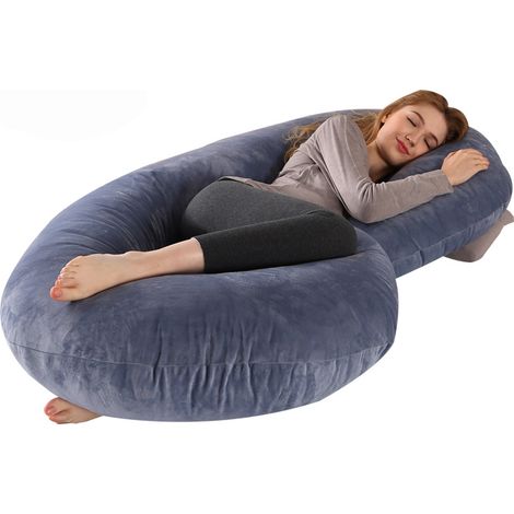 Coussin de grossesse en forme de C de 140 x 70 cm pour tout le corps-AquaForge (1/4)