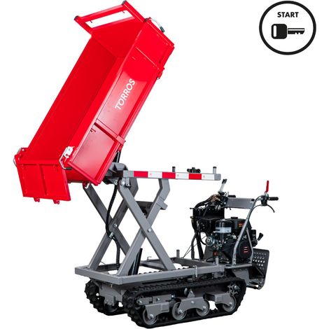 Torros – Minidumper à chenilles 800kg – Élévateur à ciseaux hydraulique – Moteur 13CH – 6 vitesses – Pour terrains accidentés – MRPS800H6E (1/5)