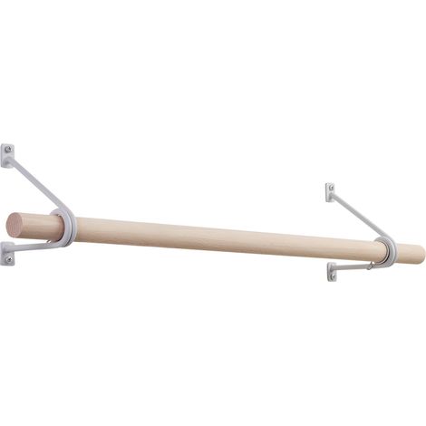SOTECH Wandgarderobe 120 x 150 mm mit Ø 30 mm Kleiderstange aus Buchenholz, Länge: 50 cm mit Halterung Weiß lackiert