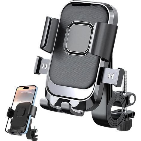 Support Telephone Moto, Support Téléphone Vélo, Accessoires Trottinette Electrique, Accessoire Velo Convient aux Motos, Poussettes, Tapis de Course, Scooters et Fauteuils Roulants (1/5)