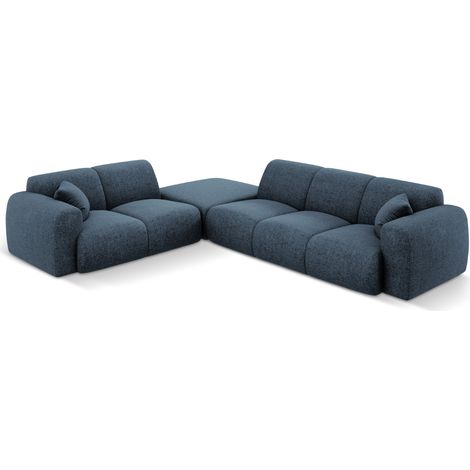 Canapé d'angle gauche 4 places en chenille bleu roi (1/5)