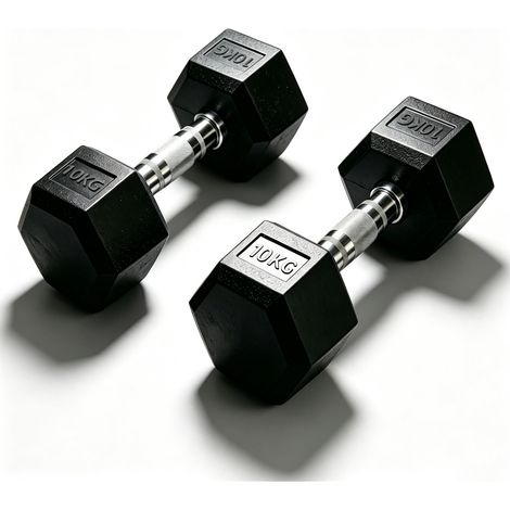 Mcc Direct Professional Grade Rubber Hex Dumbbells - Anti-Roll, Noise-Reducing, Ergonomic Knurled Grip for Home Gym & Studio Strength Training 20KG (1/5)