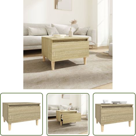 The Living Store Table d'appoint Chêne sonoma 50x46x35 cm Bois d'ingénierie - Table D'appoint - Table Basse - Meuble Design - Style Scandinave - Rangement Intérieur (1/5)