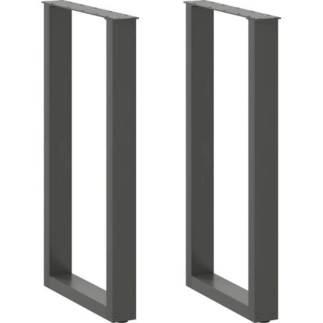 Set di 2 gambe per tavolo da bar a forma di U 50 x 90 cm con piedini regolabili design moderno in acciaio antracite 020057462