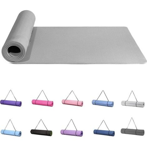 Rutschfeste Yoga-, Gymnastik- und Pilatesmatte für Frauen, 6 mm dick, mit Tragegurt, TPE, 183 x 61 x 0,6 cm