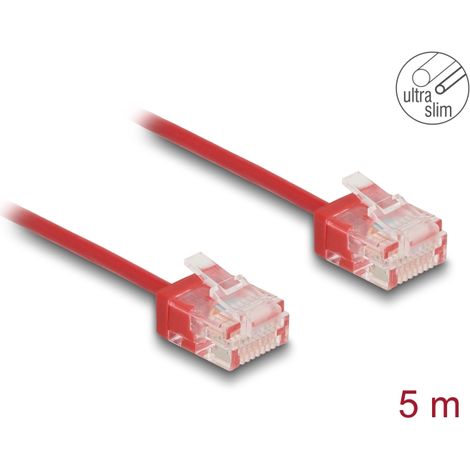 Delock Cable de red RJ45 Cat.6 UTP Ultra Slim 5 m rojo con enchufes cortos