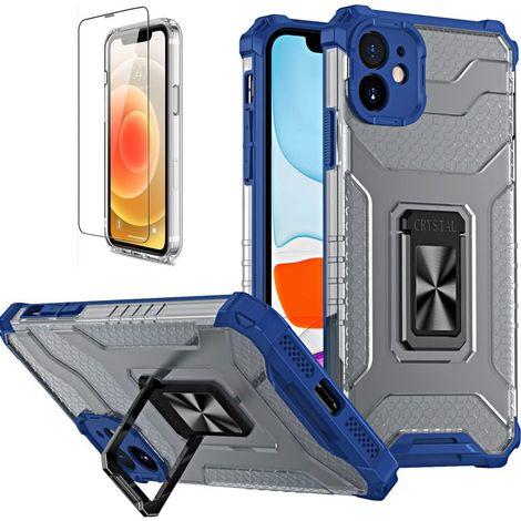 SET CUSTODIA PER APPLE IPHONE 11 6.1' BLU ARMATURA + 1 VETRO TEMPERATO (1/5)