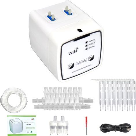 Arrosage Wi-Fi double pompe - Goutte-à-goutte programmable via appli, pour jardin, plantes et terrasse, système modulable et économique. (1/5)