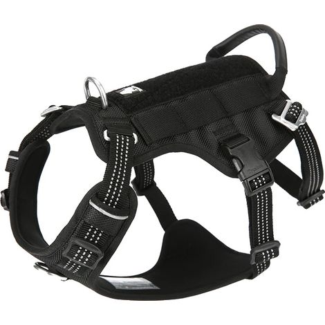 Harnais pour Chien, Ajustement Réglable, Caractéristiques de Sécurité Réfléchissantes, Noir, XL (1/2)