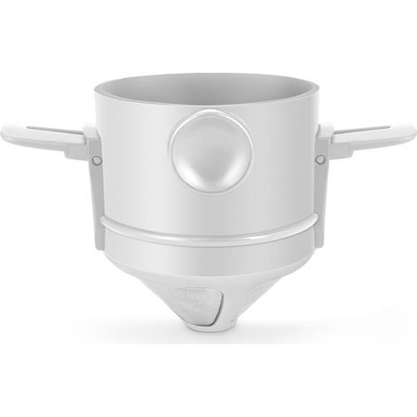 Filtre à Café Portable Pliable [Modèle Double Étage] en Acier Inoxydable et ABS avec Support Thermique Résistant (Incluant 1 Filtre, Dimensions 6×6 cm, Poids 47g, Couleurs Blanc et Noir) (1/5)