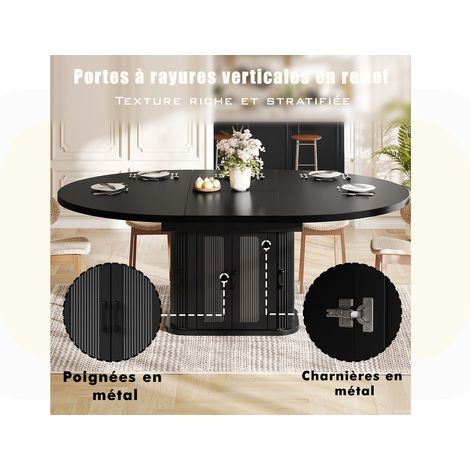 Tavolo da pranzo estensibile 118-158x118x76 cm in MDF nero con vano contenitore – MEUBLIV (1/5)