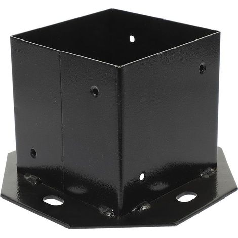 Support de poteau carré en fer noir, facile à assembler et robuste pour clôtures jardin maison (1/4)