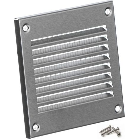 1 - Grille D'Aération - Registre De Ventilation - Acier Inoxydable Avec Moustiquaire - Pour Mur Et Plafond - Argent - 10x10cm (1/5)