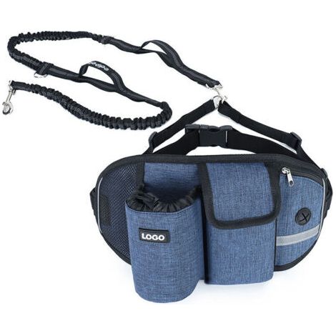 Laisse Chien Laisse Mains Libres Chien Jusqu'à 110kg Absorption de Choc, Confortable, Couture Réfléchissante, Idéal pour Course à Pied, Jogging et Marche Bleu (1/5)