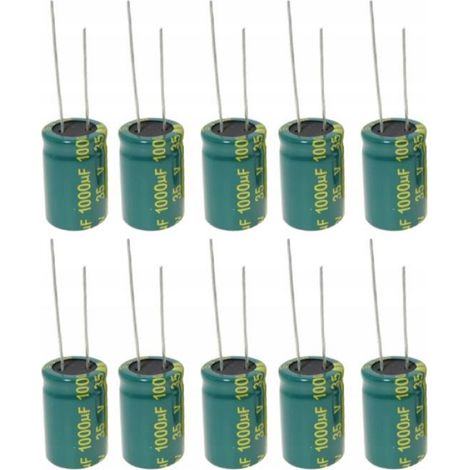 Condensateur Électrolytique - 1000 µF 16 V - 10 x 17 mm - Pas 5 mm - Faible ESR - Pour Électronique Haute Fréquence - 10 Pièces