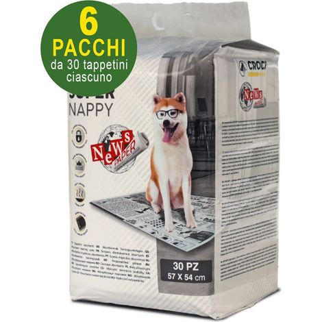 180 tapis hygiéniques pour chiens SuperNappy Newspaper 57x54 cm - 6 paquets de 30 chacun