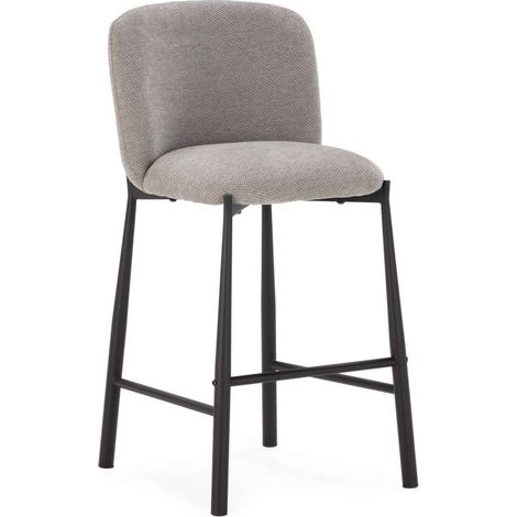 Pack de 2 taburetes modelo Iria tapizado en textil gris, 95.5cm(alto) 49.5cm(ancho) 55cm (largo) (1/5)