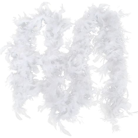 Eosnow Sapin de Noël de 2 mètres avec plumes blanches, rubans de Noël, décorations de couronne de fête, blanc