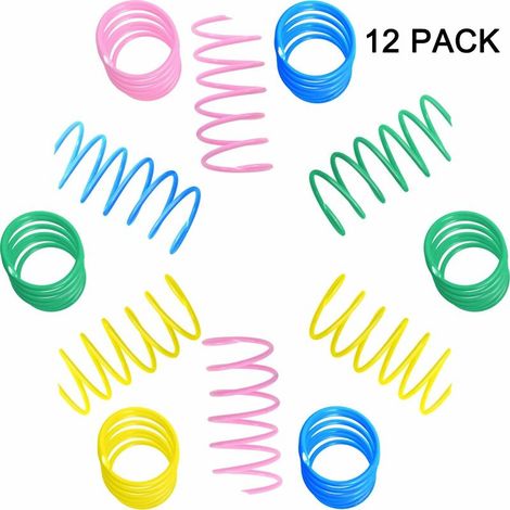 12 Pcs Colorful Spiral Cats Toys Plastic Springs Sturdy Interactive Toys for Cat Kitten Pets Novelty Gift （Random Color） (1/5)