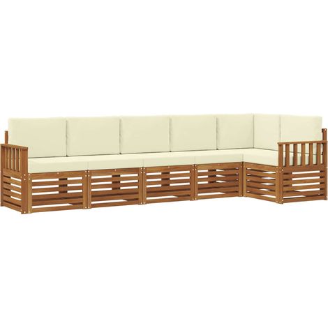 Outdoor Sofa Set 6 pcs Natural and Cream Polyester vidaXL (1/5)